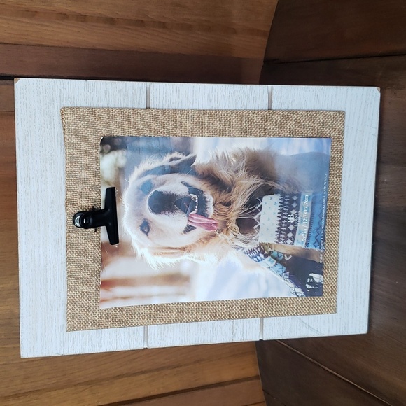 NWT Shiplap Burlap Clip Picture Photo Frame - Picture 1 of 5